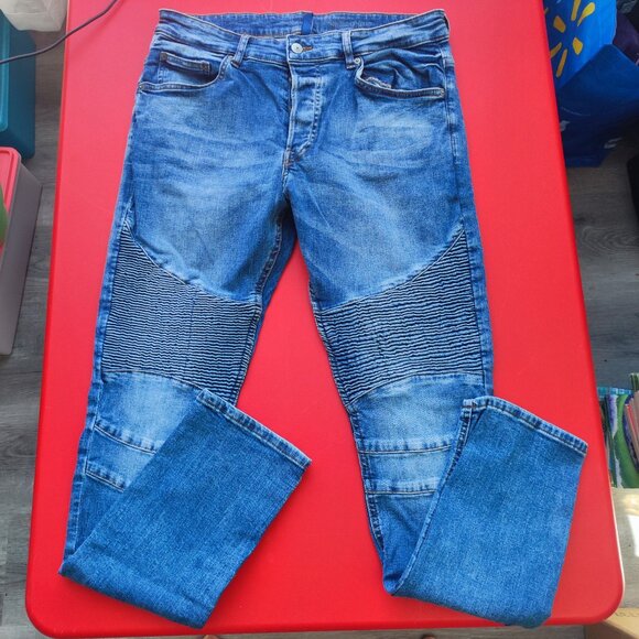 H&M Divided jeans men's size 34 Denim Blue Moto Style Slim Fit - Picture 1 of 9